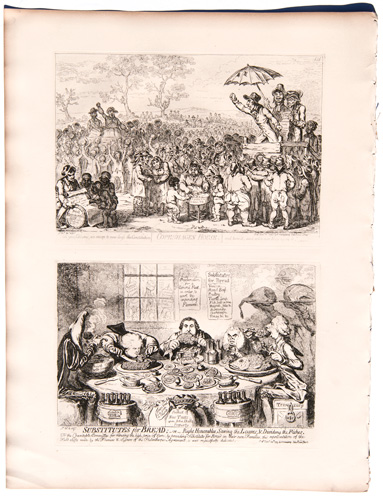 original James Gillray etchings Copenhagen House
Substitutes for Bread; or, Right Honourables Saving the Loaved and Dividing the Fishes